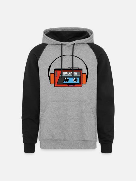 walkman - Unisex Colorblock Hoodie - heather gray/black