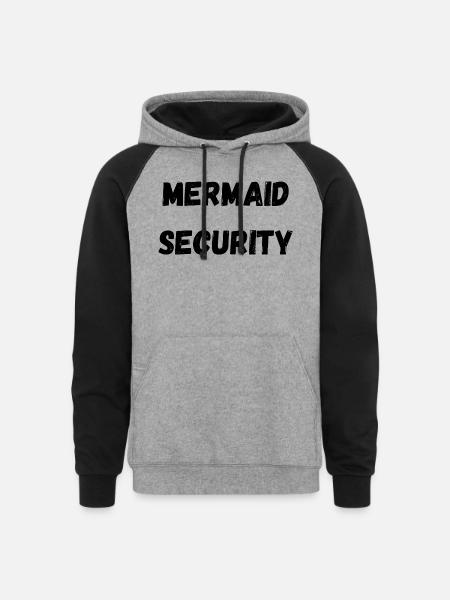 MERMAID SECURITY - Unisex Colorblock Hoodie - heather gray/black