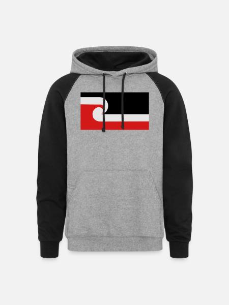 Maori Flag - Unisex Colorblock Hoodie - heather gray/black