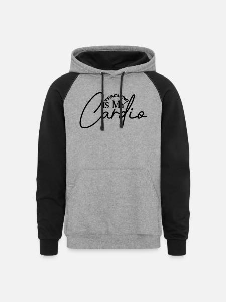 Teaching is my Cardio - Unisex Colorblock Hoodie - heather gray/black