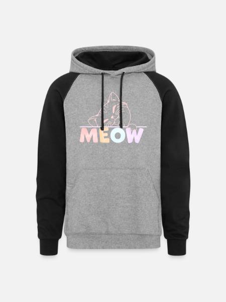 Funny cat - Unisex Colorblock Hoodie - heather gray/black