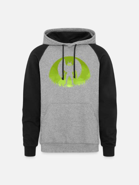 Mothman Moon - Unisex Colorblock Hoodie - heather gray/black