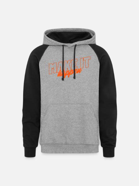 Make It Happen - Unisex Colorblock Hoodie - heather gray/black