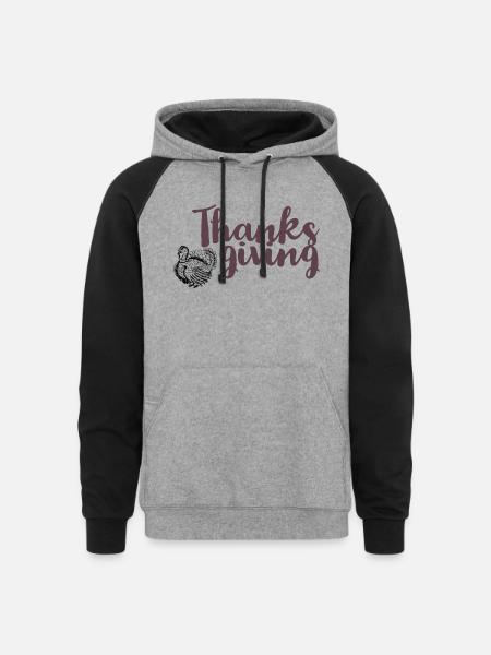 Thanks giving - Unisex Colorblock Hoodie - heather gray/black