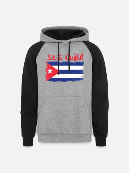 Sos Cuba Soscuba - Unisex Colorblock Hoodie - heather gray/black