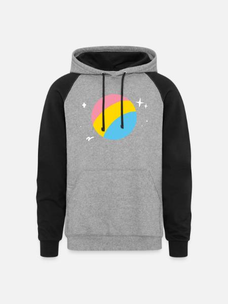 Pansexual Planet LGBTQ - Unisex Colorblock Hoodie - heather gray/black
