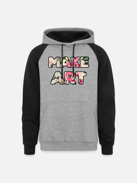 Make Art roses - Unisex Colorblock Hoodie - heather gray/black