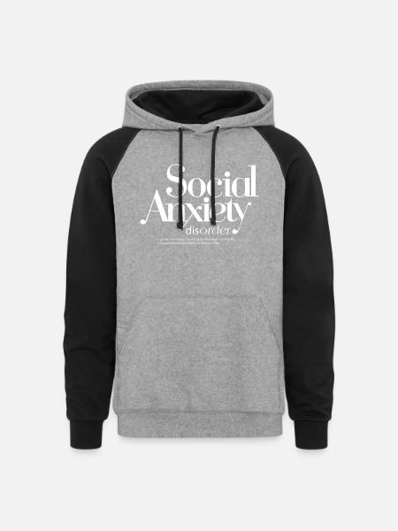 Social Anxiety - Unisex Colorblock Hoodie - heather gray/black
