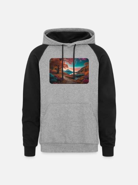 Cosmic Connection - Unisex Colorblock Hoodie - heather gray/black
