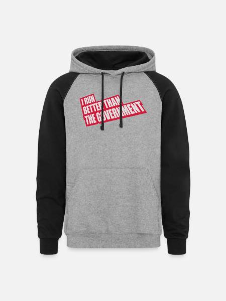 run better than government - Unisex Colorblock Hoodie - heather gray/black