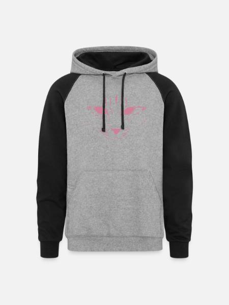 Cat Face - Unisex Colorblock Hoodie - heather gray/black