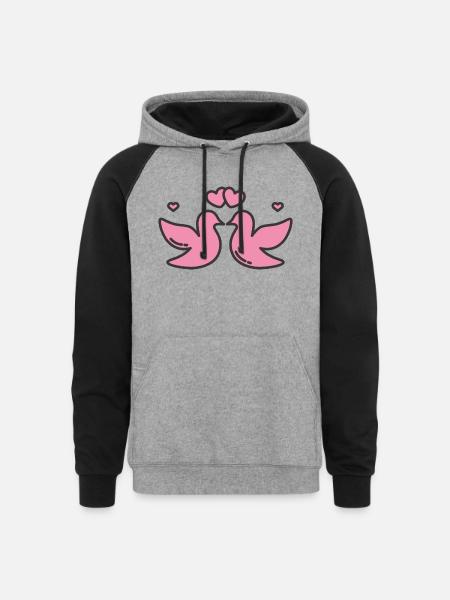 funny valentines - Unisex Colorblock Hoodie - heather gray/black