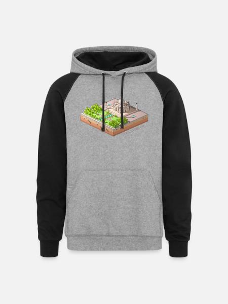 Geometric low poly Taj Mahal - Unisex Colorblock Hoodie - heather gray/black