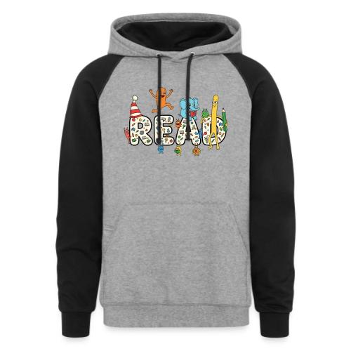 Whimsical READ Kids Cartoon - Unisex Colorblock Hoodie