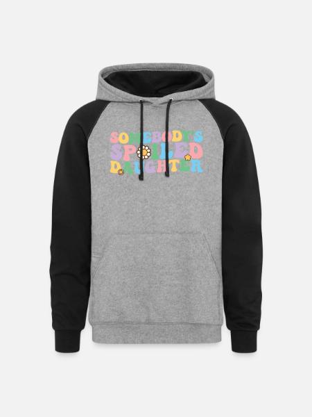 Groovy Somebody's Spoiled Daughter - Unisex Colorblock Hoodie - heather gray/black