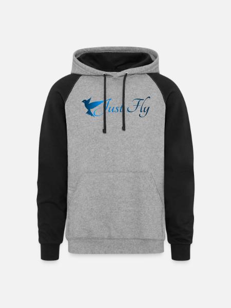 05 Just Fly - Unisex Colorblock Hoodie - heather gray/black