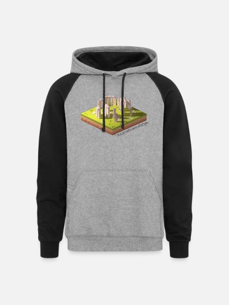 Geometric low poly Stonehendge - Unisex Colorblock Hoodie - heather gray/black