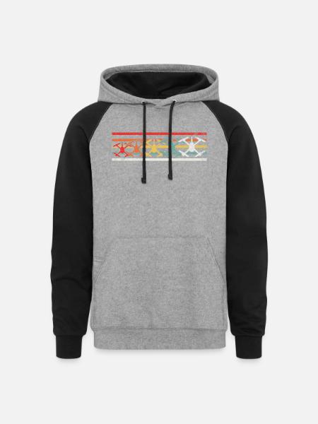 Drone Quadcopter Drone Pilot - Unisex Colorblock Hoodie - heather gray/black