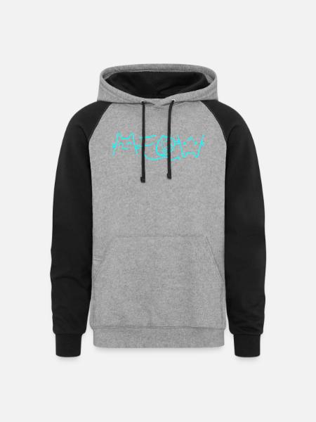 Meow Cat Face - Unisex Colorblock Hoodie - heather gray/black