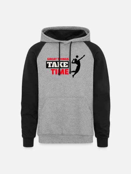volleyball player 1 1 - Unisex Colorblock Hoodie - heather gray/black