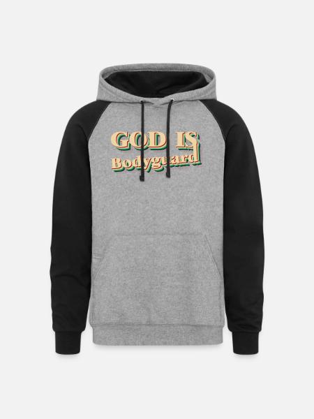 GOD IS BODYGUARD - Unisex Colorblock Hoodie - heather gray/black