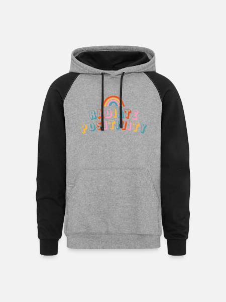 Radiate Positivity - Unisex Colorblock Hoodie - heather gray/black
