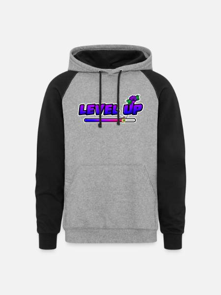 level up - Unisex Colorblock Hoodie - heather gray/black