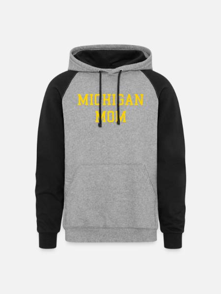 Michigan Mom - Unisex Colorblock Hoodie - heather gray/black