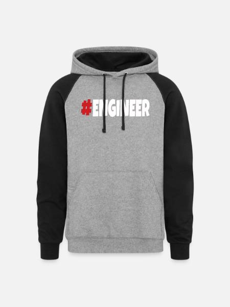 #engineer red&white - Unisex Colorblock Hoodie - heather gray/black