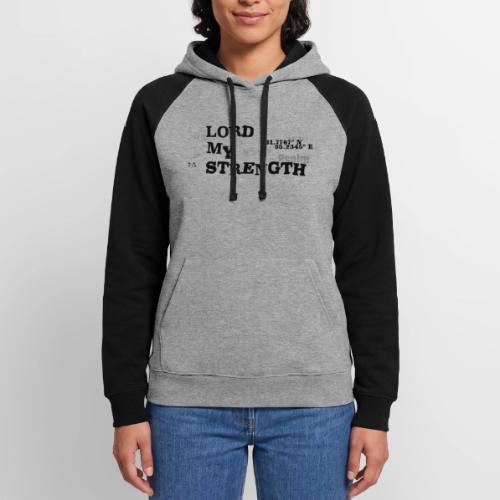 Psalm 28:7 - The Lord is My strength Eng/Hebrew - Unisex Colorblock Hoodie