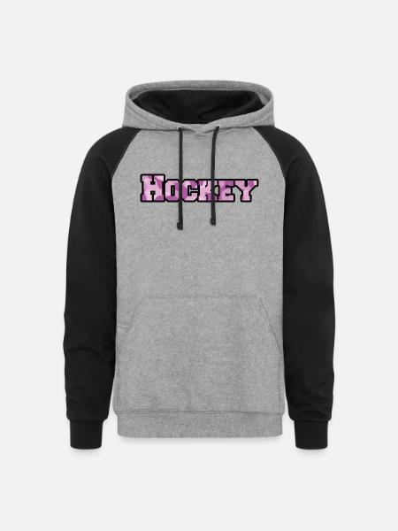 Hockey purple camo - Unisex Colorblock Hoodie - heather gray/black