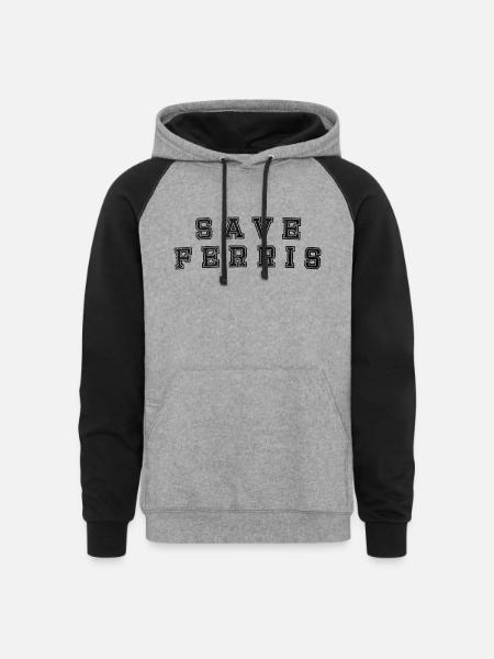 SAVE FERRIS funny - Unisex Colorblock Hoodie - heather gray/black