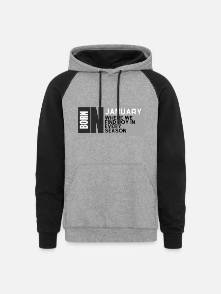 Joyful January - Unisex Colorblock Hoodie - heather gray/black