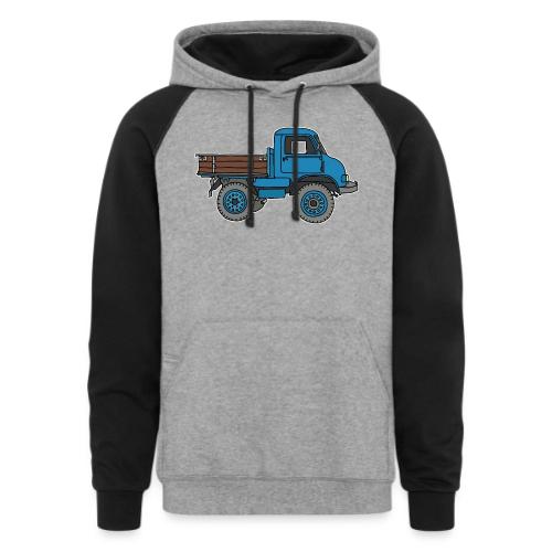 Blue off-road truck - Unisex Colorblock Hoodie