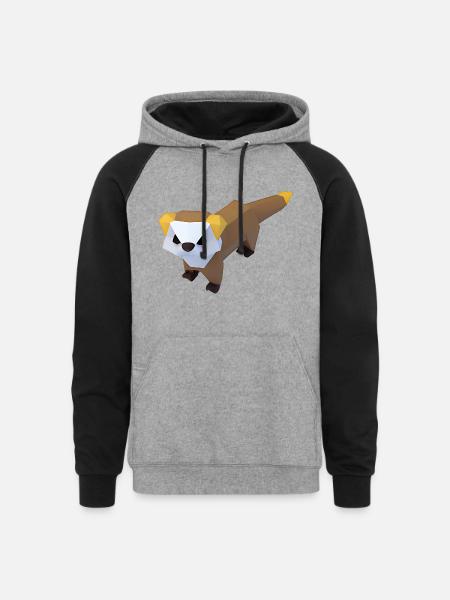 Polygon ferret - Unisex Colorblock Hoodie - heather gray/black