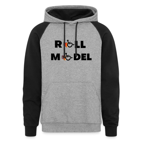 Roll model in a wheelchair, for wheelchair users - Unisex Colorblock Hoodie