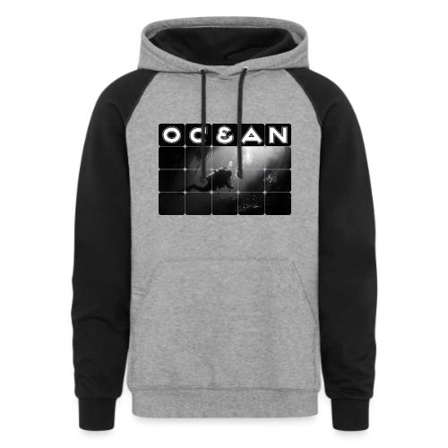 Ocean: Monochrome descent of a scuba diver - Unisex Colorblock Hoodie