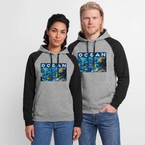 Ocean: Underwater Radiance - Unisex Colorblock Hoodie