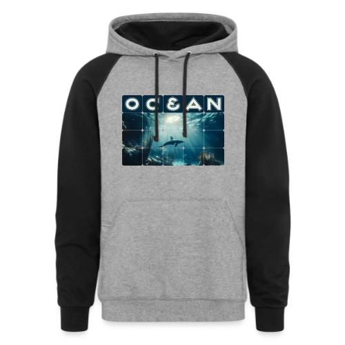 Ocean: Dolphin’s Serenity - Unisex Colorblock Hoodie