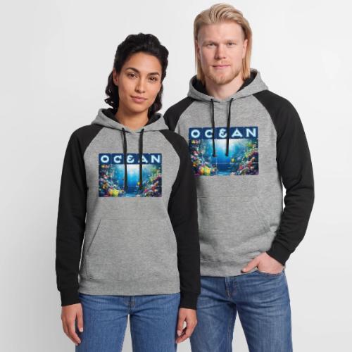 Ocean: Neon Reef Glow - Unisex Colorblock Hoodie