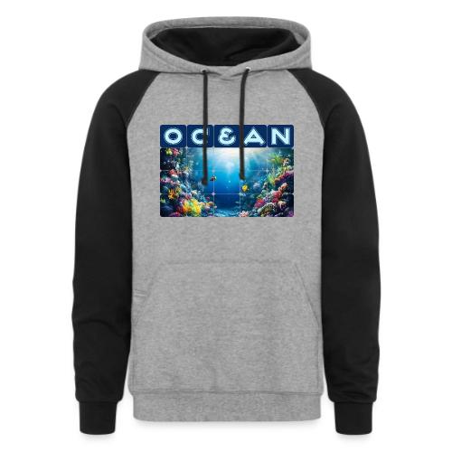 Ocean: Neon Reef Glow - Unisex Colorblock Hoodie