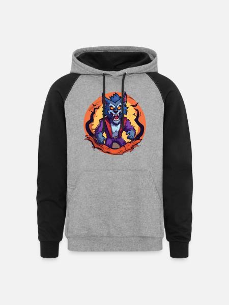 Halloween Werewolf - Unisex Colorblock Hoodie - heather gray/black