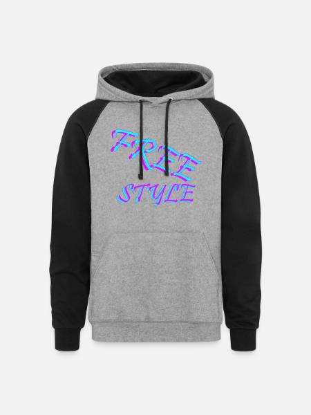 “FREE STYLE” – CHIC T-SHIRTS - Unisex Colorblock Hoodie - heather gray/black