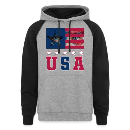 Stars and Vision USA - Unisex Colorblock Hoodie