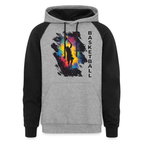 High Energy Basketball Paint Splatter Art - Unisex Colorblock Hoodie