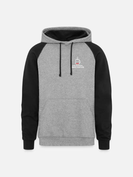 Low Battery Coffee Mug Illustration - Unisex Colorblock Hoodie - heather gray/black