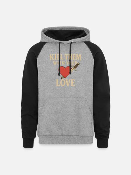 Heart and Dagger - Unisex Colorblock Hoodie - heather gray/black