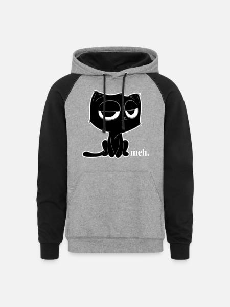 Meh Cat - Unisex Colorblock Hoodie - heather gray/black