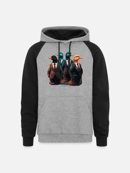 Funny Ducks in Suits - Unisex Colorblock Hoodie - heather gray/black