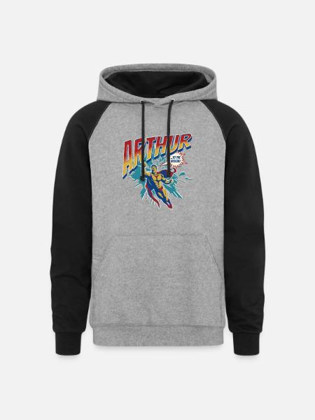 Superhero Arthur - Unisex Colorblock Hoodie - heather gray/black